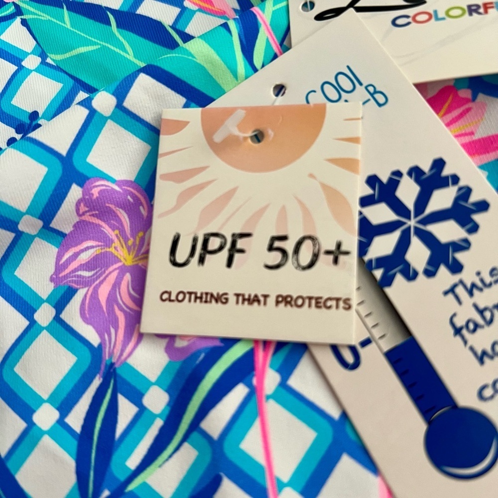 Lulu B UPF 50 Floral Cooling Top Small Bright Tropical Print 3/4 Sleeve NWT new‌ - Picture 8 of 12
